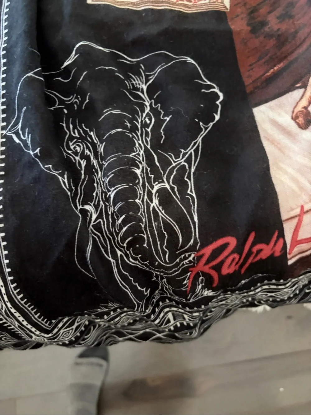 Vintage Ralph Lauren collection safari long scarf shawl zebra postcards